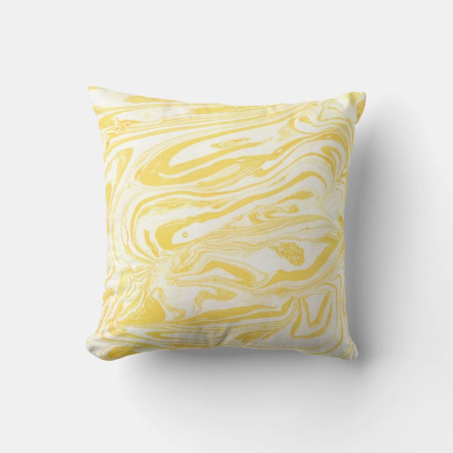 Gult marble struktur. Hand plockade Kudde (Framsida)