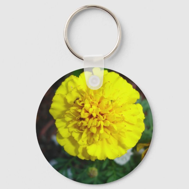 Gult Marigold Keychain Nyckelring (Framsida)