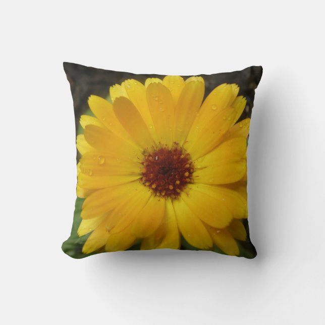 Gult Marigold Macro Pillow Kudde (Framsida)