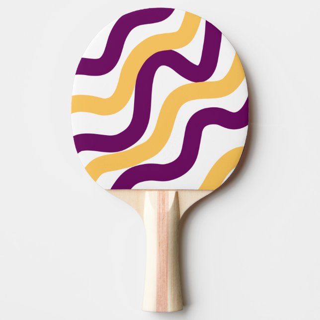 Gult marrrödådig linjer vågigt mönster pingisracket (Framsidan)