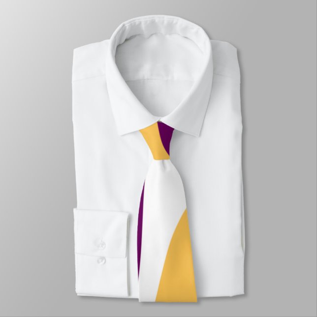 Gult marrrödådig linjer vågigt mönster slips (Bunden)