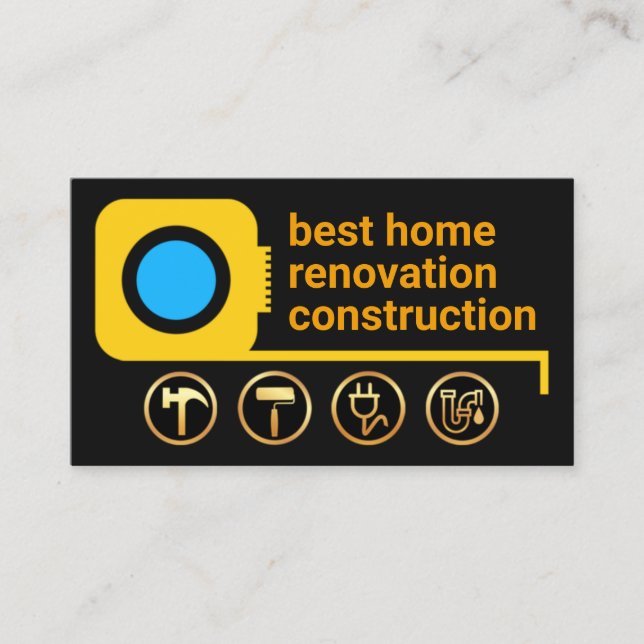 Gult Mäta band Guld Handyman Verktyg Visitkort (Framsida)