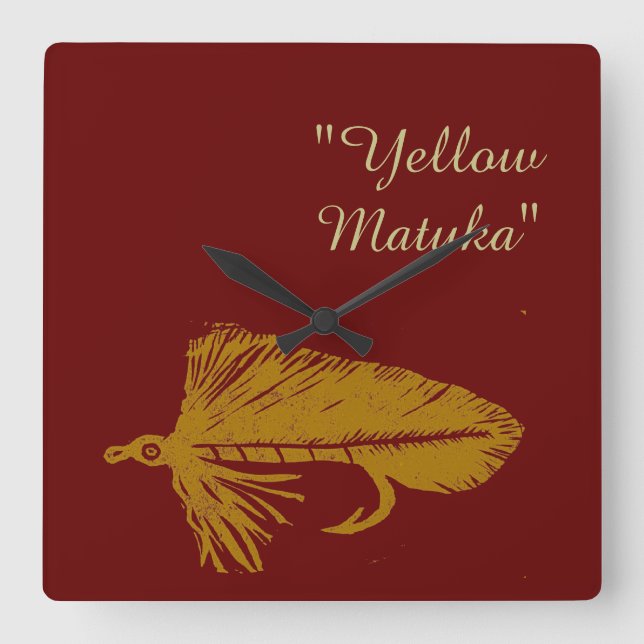 Gult Matuka strömlinjeare flygfiske flugoutning ko Fyrkantig Klocka (Framsida)