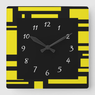Gult Maze Square Wall Clock Fyrkantig Klocka