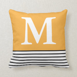 Gult med Anpassningsbarna B/W Rand monogrammad Kudde