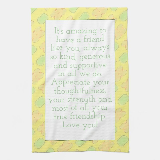 Gult med Blommigt Kökshandduk (Vertikal)