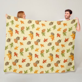 GULT MED BROWN & ORANGE FALL ACORNS FLEECEFILT