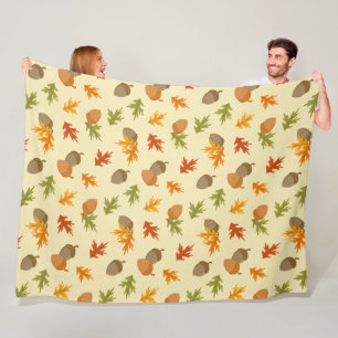 GULT MED BROWN & ORANGE FALL ACORNS FLEECEFILT