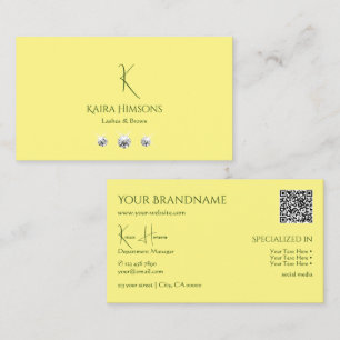 Gult med enkelt ljus med Monogram QRCode och judar Visitkort