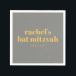 Gult med fetstil och Grått Bat mitzvah Namn Pappersservett<br><div class="desc">Anpassningsbar Gult med fetstil och Grått Modern Bat mitzvah blöjor</div>