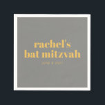 Gult med fetstil och Grått Bat mitzvah Namn Pappersservett<br><div class="desc">Anpassningsbar Gult med fetstil och Grått Modern Bat mitzvah blöjor</div>
