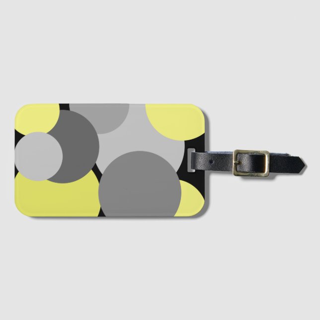 Gult med Grått Polka dots Bagagebricka (Framsida horisontal)