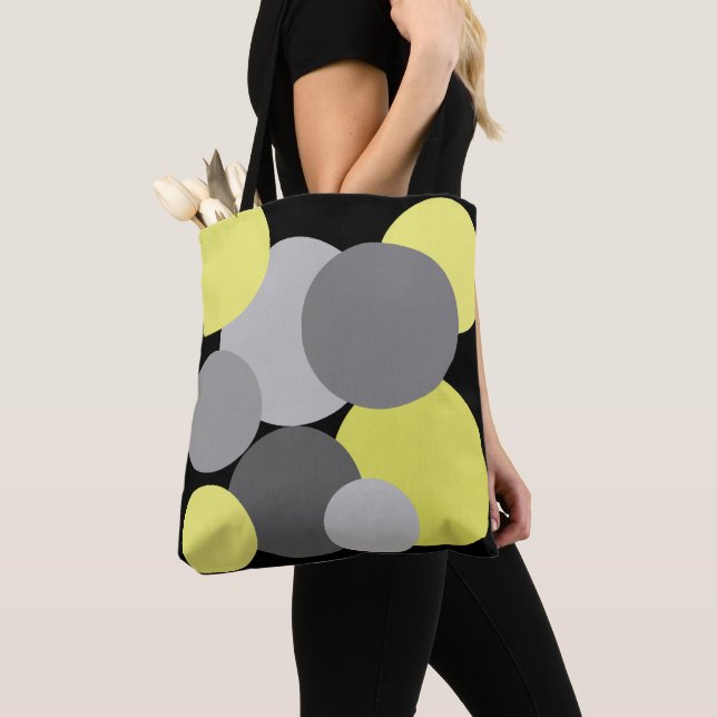 Gult med Grått Polka dots Tygkasse (Närbild)