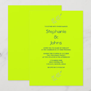 Gult med nyare Grönt Färgstark ljussken Löv Bröllo Inbjudningar