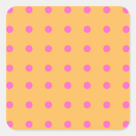 Gult med Rosa Dots_Roligt-spärrar Fyrkantigt Klistermärke