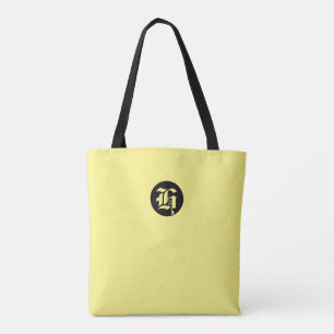 Gult med svart och Gult-monogramknappsfack Tygkasse