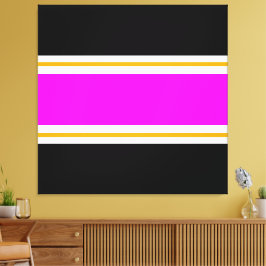 Gult med vit Tävla i Rosa på svart Canvastryck