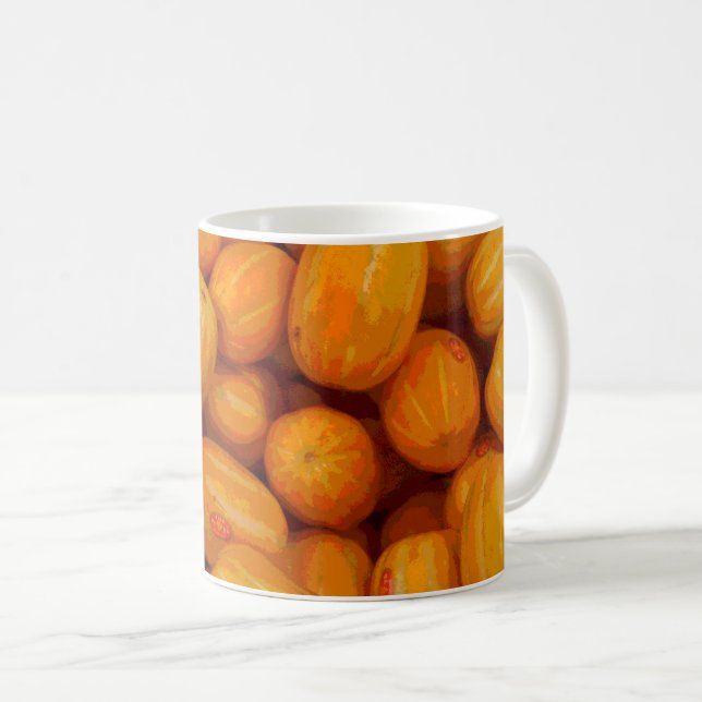 Gult Melons Mönster i en polerad design Kaffemugg (Framsida höger)