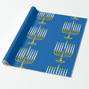 gult menorah hanukkah jewant print presentpapper