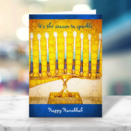 Gult Menorah Season till Gnistra Anpassningsbar Ha Helgkort
