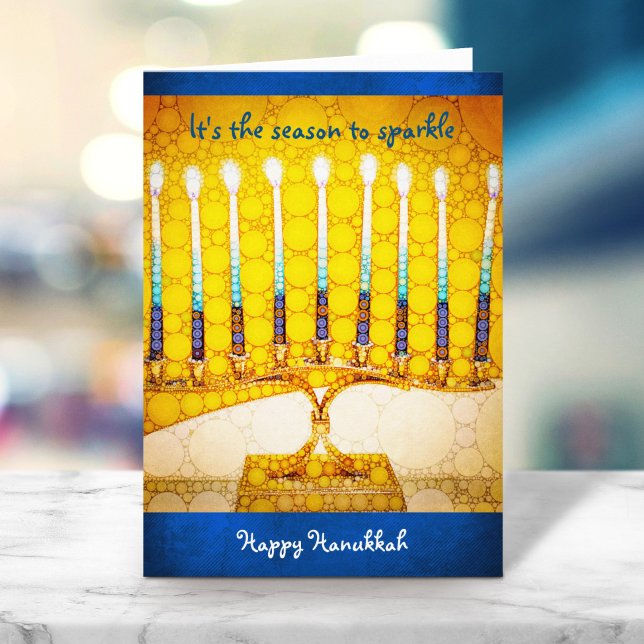 Gult Menorah Season till Gnistra Anpassningsbar Ha Helgkort (Skapare uppladdad)