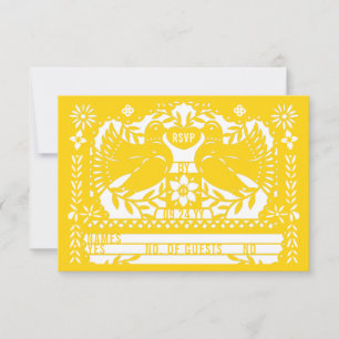 Gult Mexikanska Fantail Doves Papel Picado OSA Kort
