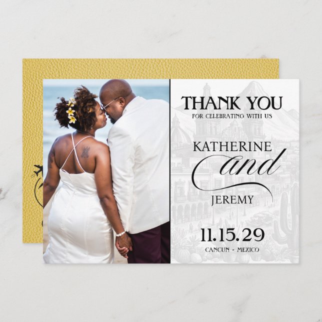 Gult Mexiko Passport Tack Kort (Fram/baksida)