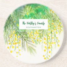 Gult Mimosa Blommigt Vattenfärgsfärg