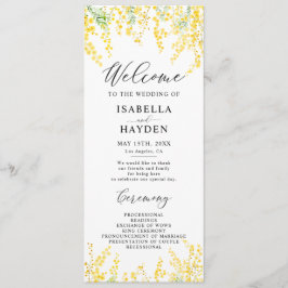 Gult Mimosa Vår Blommigt Bröllop Flat Program