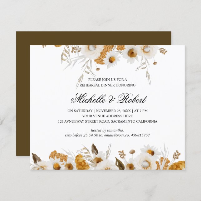 Gult Mimosa white chamomile Rehearsal Middag (Fram/baksida)