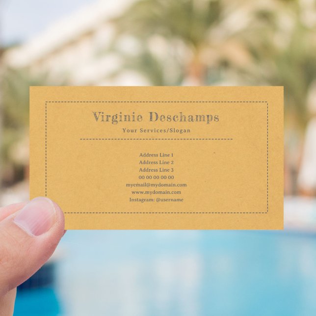 Gult Minimalist Kraft Rustic-Affärskort Visitkort (Rustic Yellow Business Card)