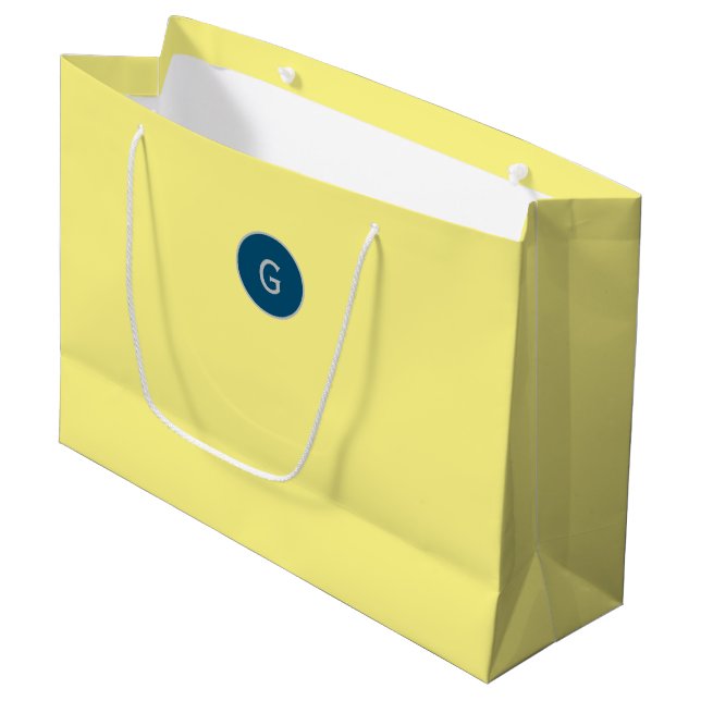 Gult - minimalistisk monogram stor gipssäck (Framsidan Vinklad)