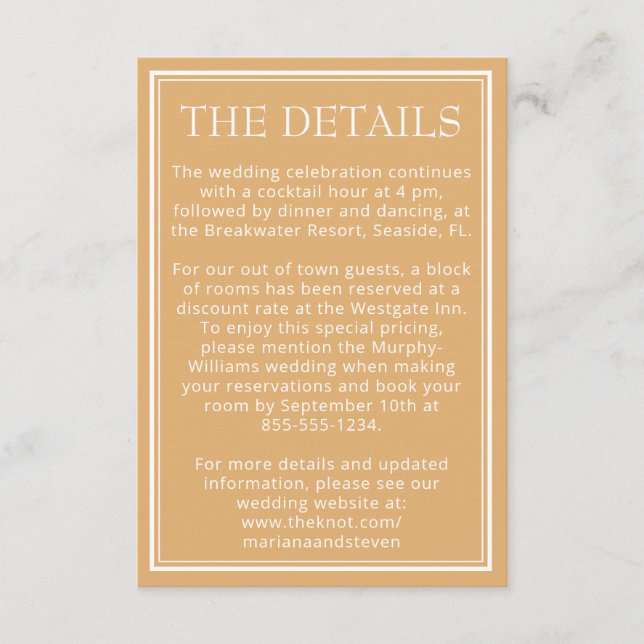 Gult - minimalistiskt Modern Bröllop Tilläggskort (Framsida)