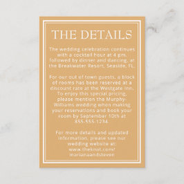 Gult - minimalistiskt Modern Bröllop Tilläggskort