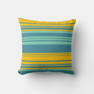 Gult Mint Blue Rand Mönster Kudde