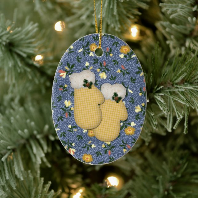 Gult Mittens jul Ornament (Träd)