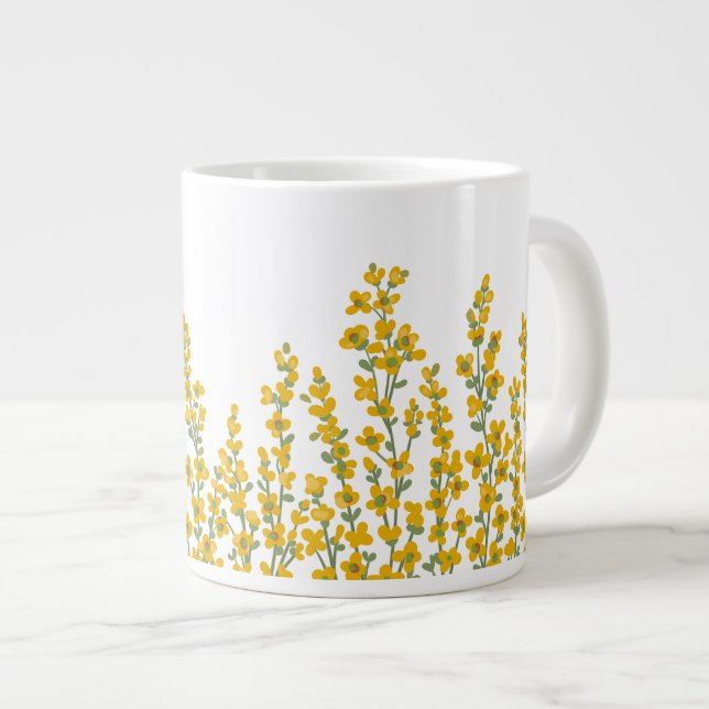 Gult Modern Blommigt Garden Blooms Jumbo Mugg (Framsida höger)