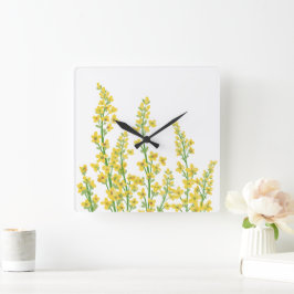 Gult Modern Citrine Blommigt Blooms Fyrkantig Klocka