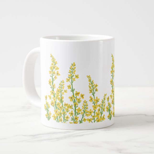 Gult Modern Citrine Blommigt Blooms Jumbo Mugg (Framsida vänster)