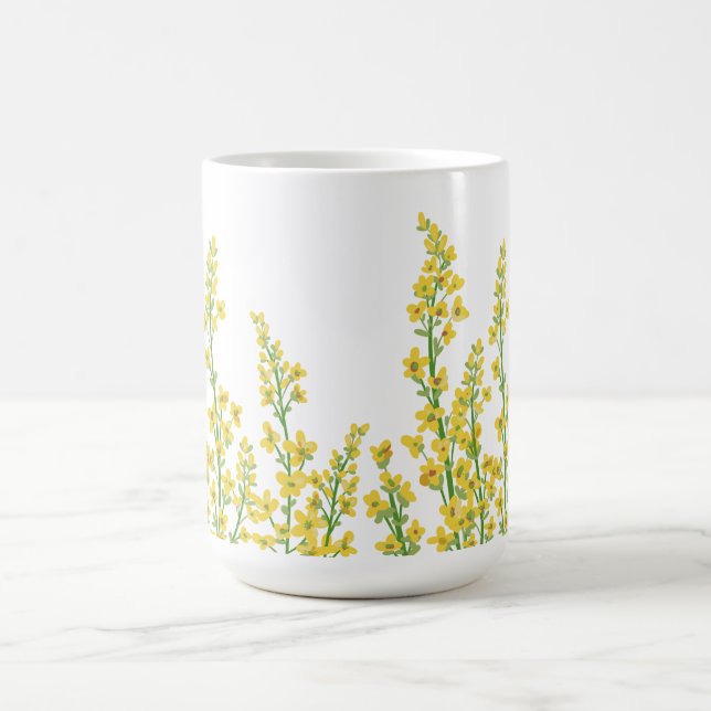 Gult Modern Citrine Blommigt Blooms Kaffemugg (Center)
