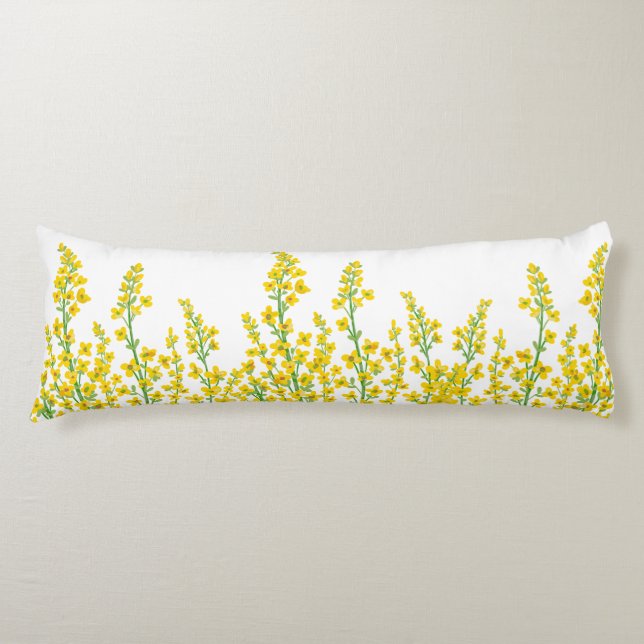 Gult Modern Citrine Blommigt Blooms Kroppskudde (Framsidan)