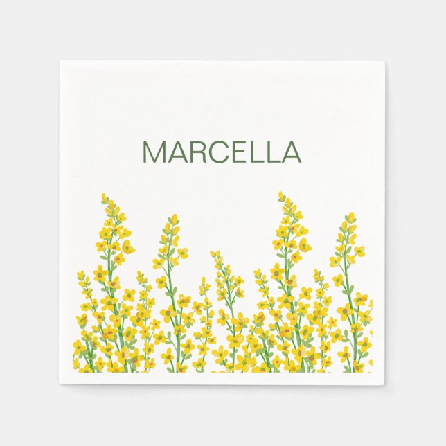 Gult Modern Citrine Blommigt Blooms Pappersservett (Framsidan)