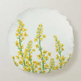 Gult Modern Citrine Blommigt Blooms Rund Kudde