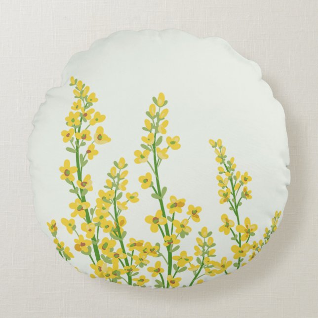 Gult Modern Citrine Blommigt Blooms Rund Kudde (Framsidan)