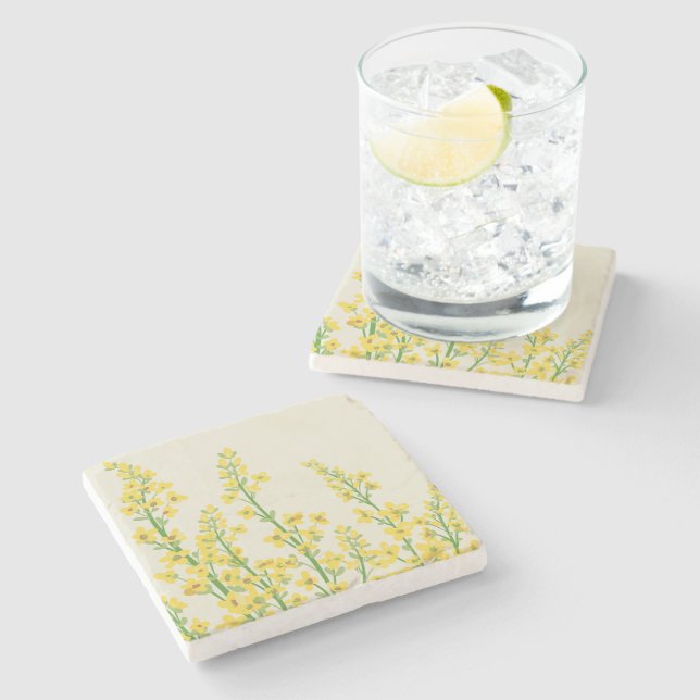 Gult Modern Citrine Blommigt Blooms Stenunderlägg (Sidan)