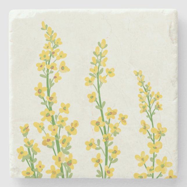 Gult Modern Citrine Blommigt Blooms Stenunderlägg (Framsidan)