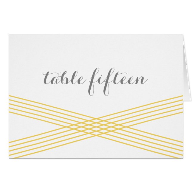 Gult Modern Deco-Bordsnummer Hälsningskort (Framsidan Horizontal)