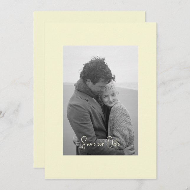 Gult Modern enkelhet - B/W-foto Spara Datumet (Fram/baksida)