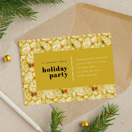Gult Modern Festive Botanical Julfest Julkort