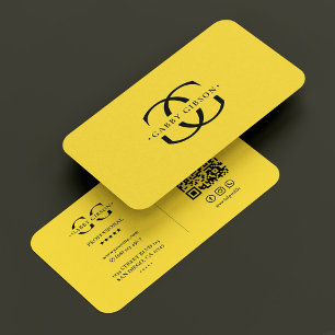 Gult Modern för bygg- och anläggningsmonogram Logo Visitkort